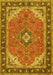 Machine Washable Medallion Yellow Traditional Rug, wshtr4512yw