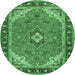 Round Medallion Emerald Green Traditional Rug, tr4512emgrn