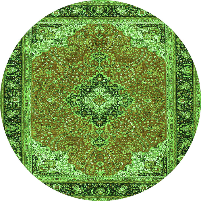 Square Medallion Green Traditional Rug, tr4512grn