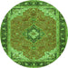 Square Medallion Green Traditional Rug, tr4512grn