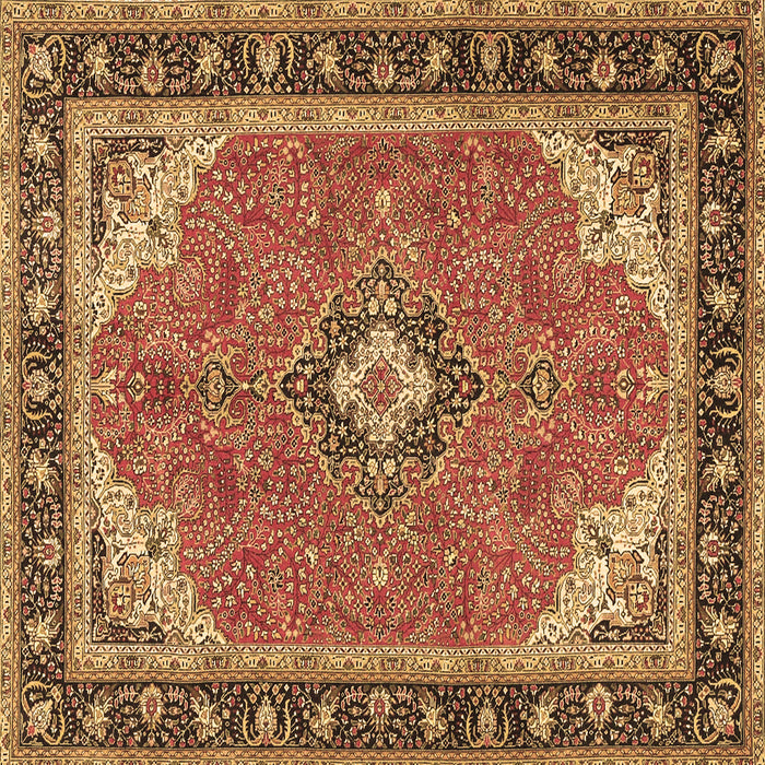 Square Machine Washable Medallion Brown Traditional Rug, wshtr4512brn