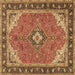 Square Machine Washable Medallion Brown Traditional Rug, wshtr4512brn