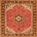 Serging Thickness of Medallion Orange Traditional Rug, tr4512org