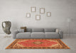 Machine Washable Medallion Orange Traditional Area Rugs in a Living Room, wshtr4512org