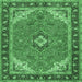 Square Machine Washable Medallion Emerald Green Traditional Area Rugs, wshtr4512emgrn