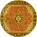 Round Medallion Yellow Traditional Rug, tr4512yw