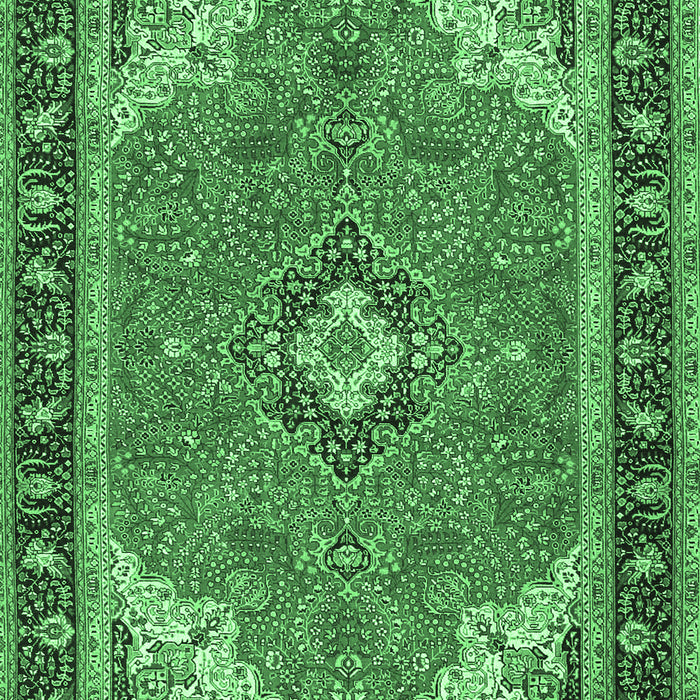 Machine Washable Medallion Emerald Green Traditional Area Rugs, wshtr4512emgrn