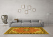 Machine Washable Medallion Yellow Traditional Rug in a Living Room, wshtr4512yw