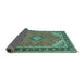 Sideview of Medallion Turquoise Traditional Rug, tr4512turq