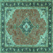 Square Medallion Turquoise Traditional Rug, tr4512turq