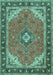 Machine Washable Medallion Turquoise Traditional Area Rugs, wshtr4512turq