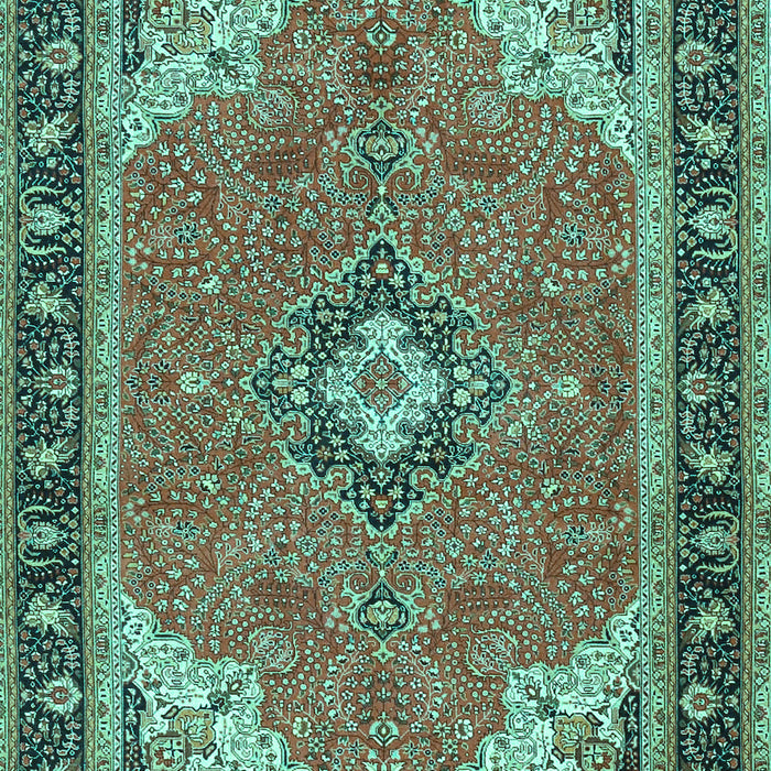 Machine Washable Medallion Turquoise Traditional Area Rugs, wshtr4512turq
