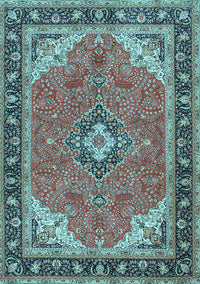 Medallion Light Blue Traditional Rug, tr4512lblu