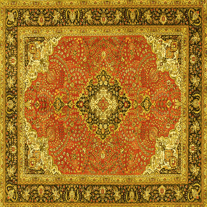 Square Medallion Yellow Traditional Rug, tr4512yw