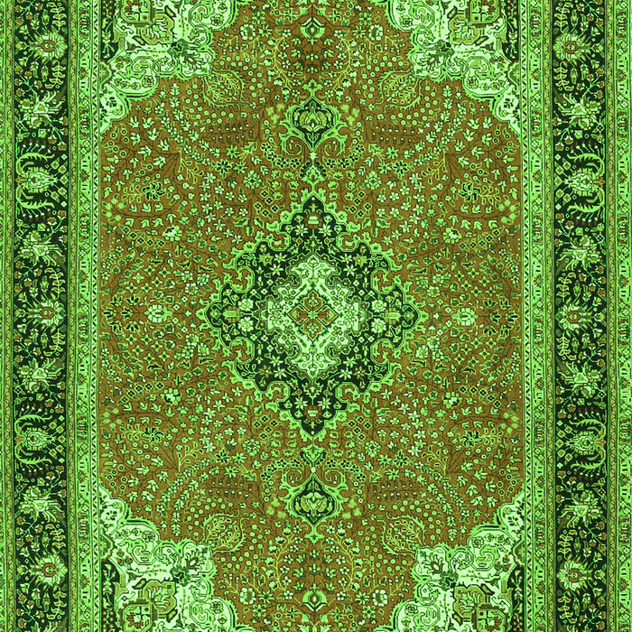 Serging Thickness of Machine Washable Medallion Green Traditional Area Rugs, wshtr4512grn