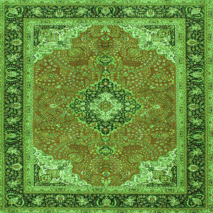 Serging Thickness of Medallion Green Traditional Rug, tr4512grn