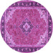 Round Medallion Purple Traditional Rug, tr4512pur