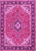 Machine Washable Medallion Pink Traditional Rug, wshtr4512pnk