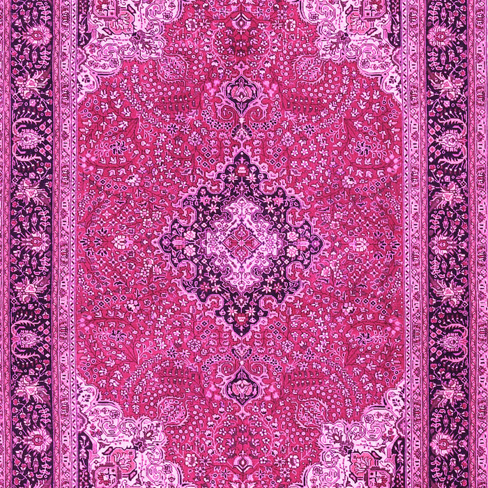 Machine Washable Medallion Pink Traditional Rug, wshtr4512pnk