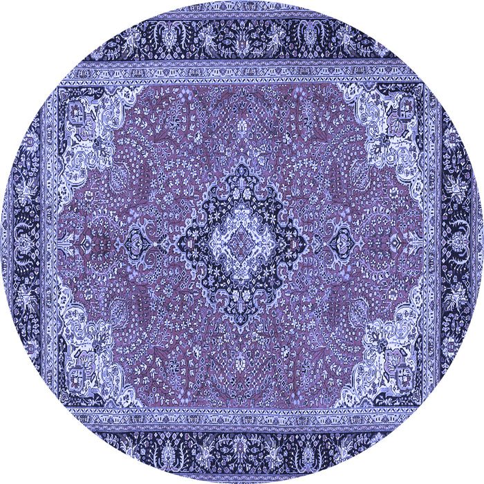 Round Medallion Blue Traditional Rug, tr4512blu
