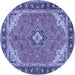 Round Medallion Blue Traditional Rug, tr4512blu