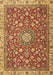 Machine Washable Medallion Brown Traditional Rug, wshtr4513brn