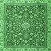 Square Medallion Emerald Green Traditional Rug, tr4513emgrn