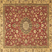 Square Medallion Brown Traditional Rug, tr4513brn