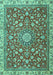 Machine Washable Medallion Turquoise Traditional Area Rugs, wshtr4513turq