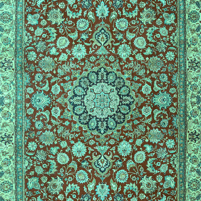 Machine Washable Medallion Turquoise Traditional Area Rugs, wshtr4513turq
