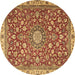 Round Medallion Brown Traditional Rug, tr4513brn