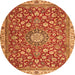 Machine Washable Medallion Orange Traditional Area Rugs, wshtr4513org