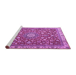 Sideview of Machine Washable Medallion Purple Traditional Area Rugs, wshtr4513pur