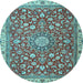 Round Medallion Light Blue Traditional Rug, tr4513lblu