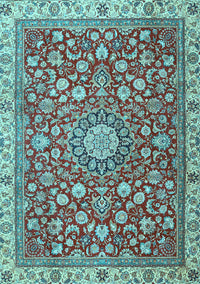 Medallion Light Blue Traditional Rug, tr4513lblu