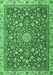 Machine Washable Medallion Emerald Green Traditional Area Rugs, wshtr4513emgrn