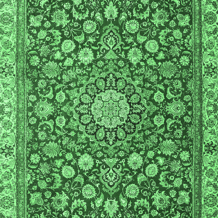 Machine Washable Medallion Emerald Green Traditional Area Rugs, wshtr4513emgrn