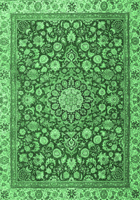 Medallion Emerald Green Traditional Rug, tr4513emgrn