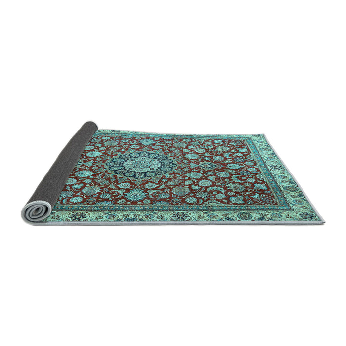 Sideview of Medallion Light Blue Traditional Rug, tr4513lblu