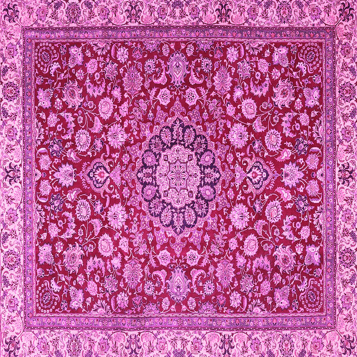 Square Machine Washable Medallion Pink Traditional Rug, wshtr4513pnk