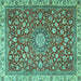 Square Medallion Turquoise Traditional Rug, tr4513turq