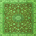 Round Machine Washable Medallion Green Traditional Area Rugs, wshtr4513grn