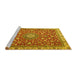 Sideview of Machine Washable Medallion Yellow Traditional Rug, wshtr4513yw