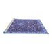 Sideview of Machine Washable Medallion Blue Traditional Rug, wshtr4513blu