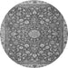 Machine Washable Medallion Gray Traditional Rug, wshtr4513gry