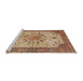 Sideview of Machine Washable Traditional Brown Red Rug, wshtr4514