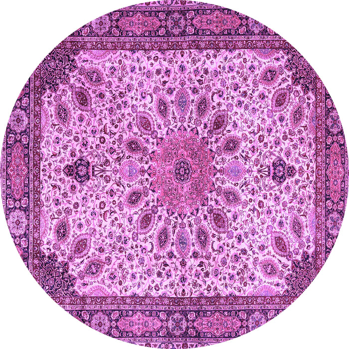 Round Machine Washable Persian Purple Traditional Area Rugs, wshtr4514pur