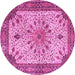 Round Machine Washable Persian Pink Traditional Rug, wshtr4514pnk