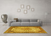 Machine Washable Persian Yellow Traditional Rug in a Living Room, wshtr4514yw