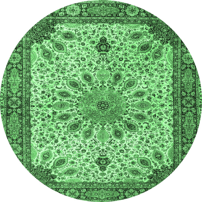 Round Persian Emerald Green Traditional Rug, tr4514emgrn